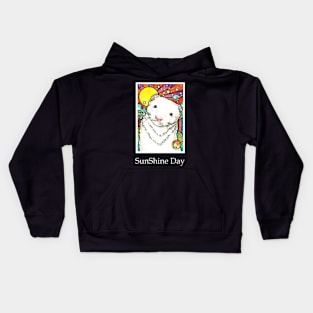 Sunny Happy Ferret - Sunshine Day - White Outlined Version Kids Hoodie
